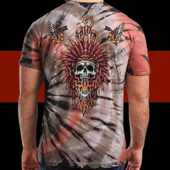 Affliction Black Label Rhinestone Fire Breather Men Tee Size S - Picture 5 of 9